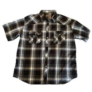 Coevals Club Men's Pearl Snap Shirt Size XXL Black Plaid Cowboy Western Rodeo